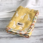 ふんわりガーゼケット　50×70cm 六重織ガーゼ　fuwara  キリン　イエロー