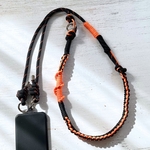 ショルダーストラップ  オレンジ レフブラック スマホショルダー スマホショルダーストラップ 太め  おしゃれ パラコード  長さ調整  クリスマス プレゼント 運動会 誕生日