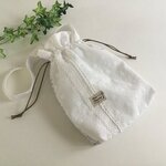 ＊在庫処分＊　50%OFF‼︎刺繍入りコットンレースとリーフ模様の巾着