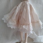 sdm mdd msd 40cm　紅茶染め　綿レースのフリルスカート