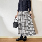 【サイズSから４L】大人気♪北欧柄ギャザースカート　チャコール