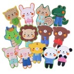入園・入学準備に＊動物の大きいフェルトワッペンセット３個〜＊おしゃれで可愛いちょっとレトロな刺繍アップリケ　レッスンバッグや移動ポケットなどのワンポイントに♫ 送料無料