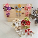 3歳七五三に！レトロ可愛い パッチンピン 【選べる5色】 アンティーク着物に｜つまみ細工 髪飾り 下がり飾り 着物 前撮り 被布