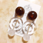 再販★★べっ甲カボションの大ぶり秋ピアス*