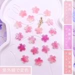 変色する★桜　お花のアセテートパーツ　サクラピンク→ローズピンク→ターキーレッド