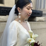 【L09】ゆらはなウェーブパール　ブライダルピアス花嫁　お呼ばれ結婚式 パールアクセサリー　ウェディング イヤリング　大ぶり　おおぶり　痛くない　揺れる　おしゃれ　シンプル コットンパール 真鍮