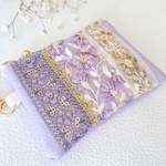 【ハンドメイド　ミニポーチ】　インド刺繍　インドリボン　カラビナ付き