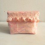 ポンポンブレード レインボーカラーヤーン マチ付きポーチ ピンク