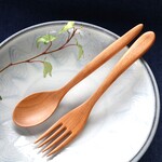 再販-木のスプーンとフォーク（ヤマザクラ1）長さ19.4cm