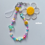 🌼smile カラフルストラップ　スマイルビーズ　ストラップ　ビーズアクセサリー　iPhoneケース アクセサリー　プラビーズ　プラチェーン  プラパーツ　