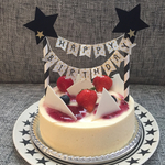 【再販6】ケーキトッパー ガーランド★モノトーン★HAPPY BIRTHDAY