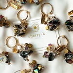 ブラック🖤ハートリングピアス