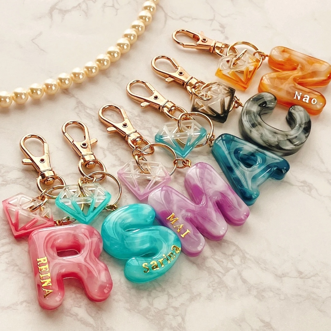 980円✴︎夏のアルファベット＆数字 キーホルダー