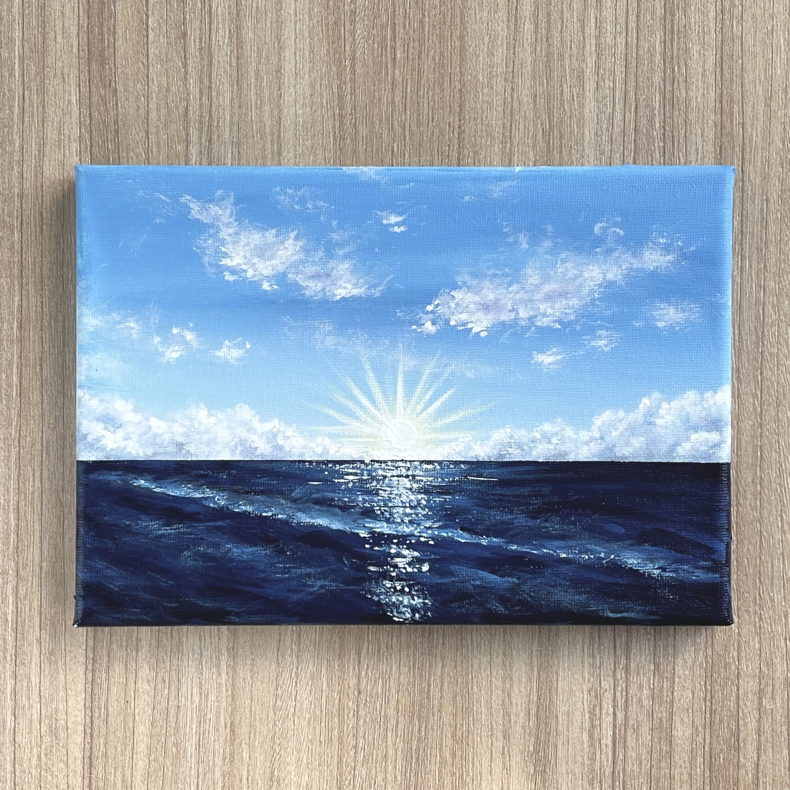 ヒーリング癒し絵画＊心の空 太陽 青空 青の世界 日射し 冷静 クリア