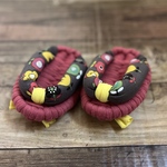 足半ぞうり ボルドー×花柄