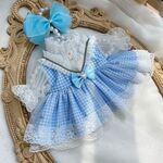 リーナベル 服 コスチューム ステラルー Sサイズ Mサイズ 着せ替え服 ぬいぐるみ服 15cm ぬい服 20cm 40cm 綿人形洋服 ドールウェア ブルーチェック レースドレス
