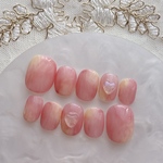 ちゅるんと手元が可愛いく見えるハート 桃ネイル ベリーショート ネイルチップ 62 オフィスネイル ニュアンスネイル【オーダー】