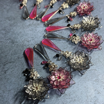 芳月下美人 ピンク×グレー🩷🩶揺れる ピアス イヤリング