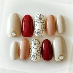 お花のシンプルネイルチップbordeaux