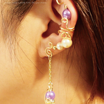 イヤーカフ＆ピアス gold紫　両耳　*4seasons