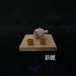 ミニチュア陶器　焼〆急須　湯呑茶釉２個付　NO578