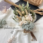 new♡グレー×ベビーピンク　紫陽花　ドライフラワースワッグ　大人ニュアンスブーケ　プレゼント　30cm