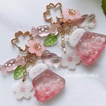 くまさんの桜ゼリー🌸シェイカーキーホルダー  レジンキーホルダー