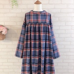 🌟SALE🌟　起毛ネルチェックのスタンドカラーワンピ