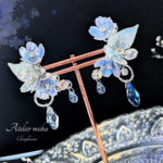 夜桜　イヤーカフ　ピアス　イヤリング　桜　ディップアート　レジン　サージカルステンレス