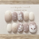 桜の練り切り和菓子風ネイル🌸🦊 付け爪 マットネイル フォトウェディング 前撮り 成人式 卒業式 白無垢 色打掛 花見 旅行にもおすすめ◎