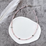 33 【SALE】フラワービーズネックレス（ピンク）40cm（アジャスター＋5cm）