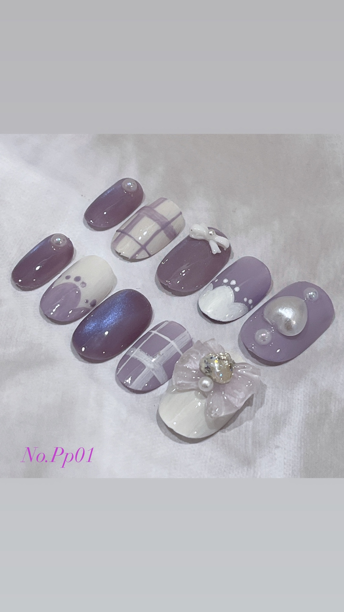 ネイルチップ　紫　パープル　地雷　サブカル　量産型　ゆるかわ　スキニーオーバル ネイルチップ 紫 パープル 地雷 サブカル 量産型 ゆるかわ スキニー