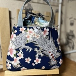 御朱印帳も入る持ち手付きミニ巾着バック　