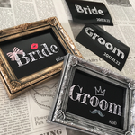 ★文字入れ可能【書体・デザインオーダー】ブラックボード風 受付サイン Groom & Bride  セット ※中紙のみ