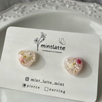《flower latte》ピアス　♡×ピンク