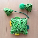  猫おもちゃ梵天付きミニクッション＆テトラ　芝生柄セット  