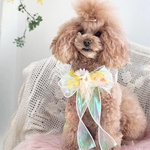  💛春の訪れを首元に　ミモザとオーロラリボンピンク蝶々のチョーカー　