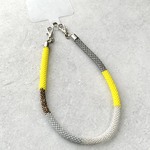 マルチストラップ[yellow paint]:ビーズストラップ スマホストラップ ハンドストラップ　黄色 グレー