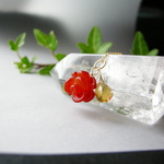 【14kgf】薔薇のカーネリアン と シトリン の ペンダントトップ 天然石 