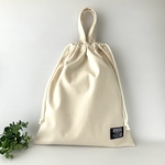持ち手付き巾着袋(大)　35×30cm　＜生成＞B　お着替え袋　体操服袋