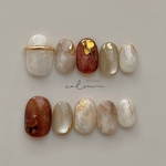 No.61 ハートネイル 埋め込みネイル マグネットネイル ブラウンネイル アクセサリーネイル ニュアンスネイル チョコレートネイル バレンタインネイル