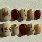 【no.5】キツネとお花のニュアンスネイルチップ