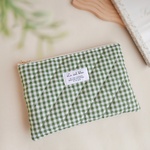 ふかふか マルチポーチ【 ギンガムチェック / グリーン 】
