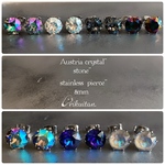 Crystal glass stone   ステンレス製スタッドピアス　8mm  ステンレス生地