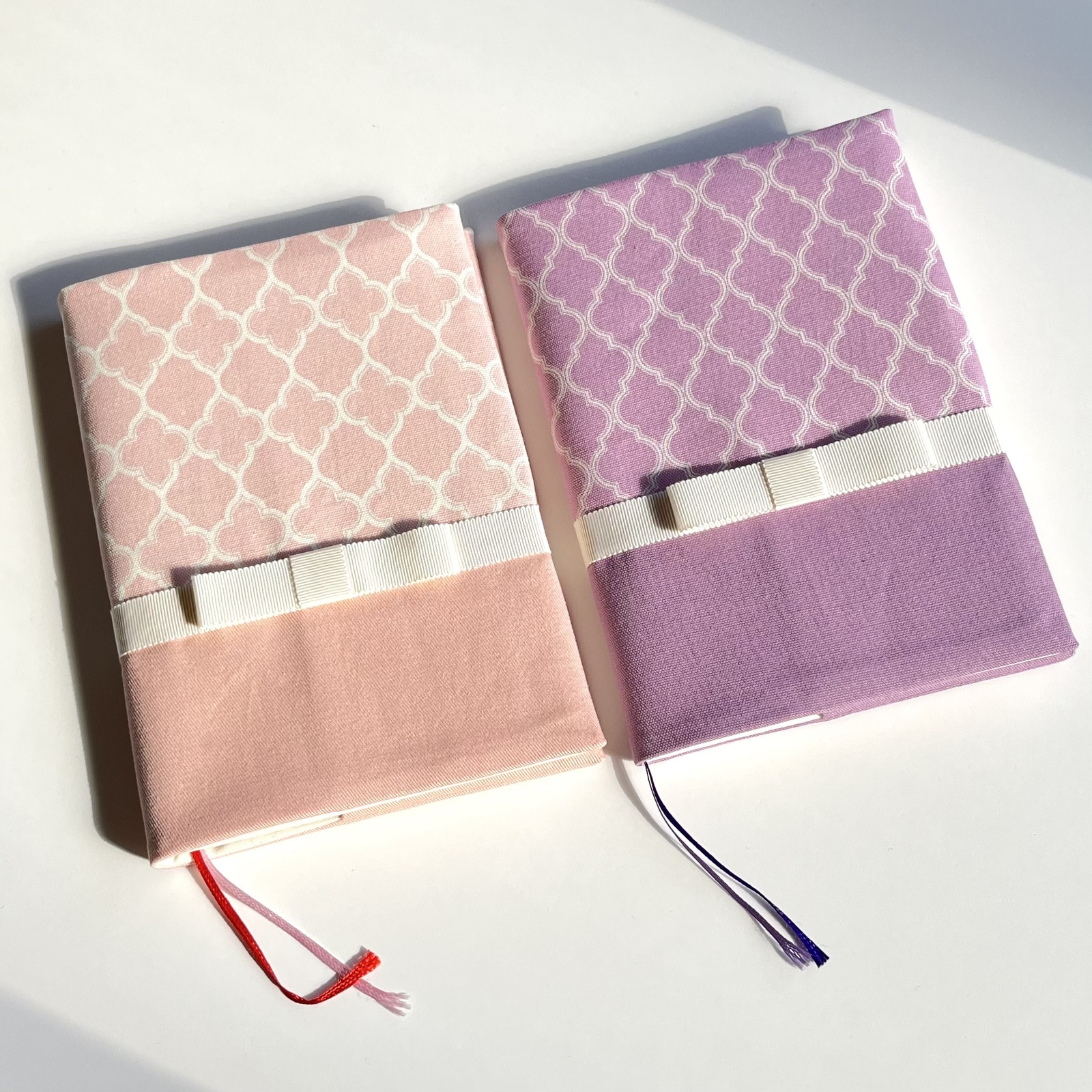 聖書カバー 小型 讃美歌カバーセットかわいい ベージュモロッカン柄×ストライプ