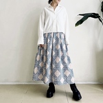 Cotton Batik 素材ロングスカート　* 銅板型押しタイプのロウケツ染め生地 *