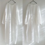 ◇2025年6月下旬納品◇カッポウ ロング 長ソデ(袖口：リブ）（ホワイト/グレー/チャコール/ブラック/ブラウン/スモーキーグレー/ダークネイビー)
