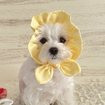 犬の　ぼうしみたいなスヌード👒黄色のお花💛