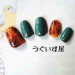 《再販2》モスグリーン べっ甲ネイルチップ