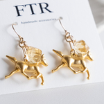 oval tumble＊シトリン天然石 ウマ 14kgf ピアス/イヤリング ギフト　11月